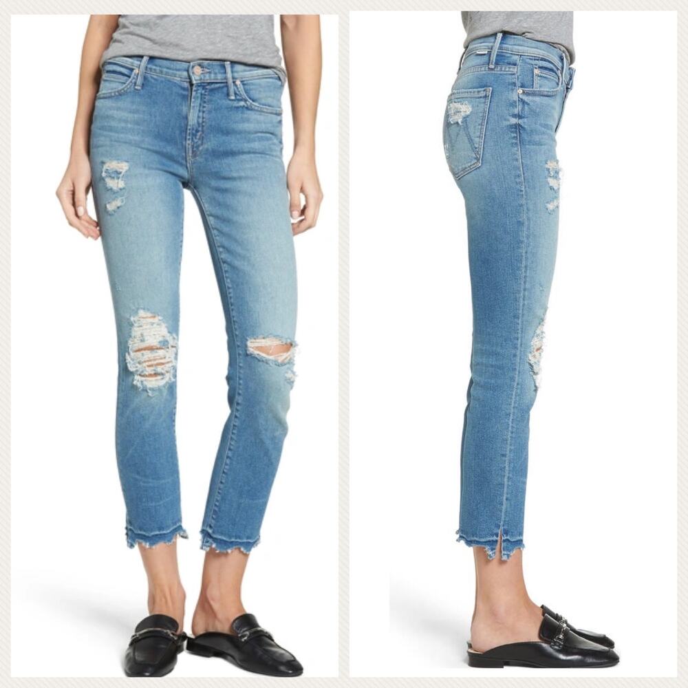 Mother Rascal Snippet Chew Straight Leg Ankle Jeans In Push The Envelope Size 26